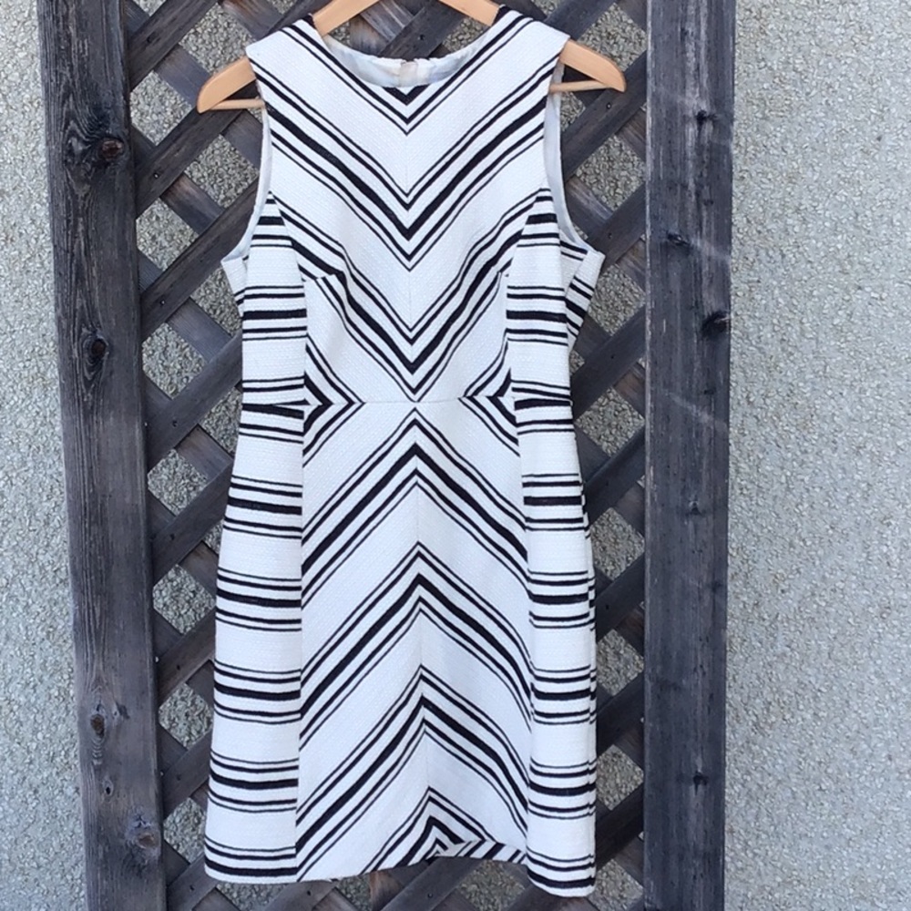 H&M black & cream striped design lined dress